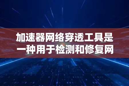 加速器网络穿透工具是一种用于检测和修复网络中恶意软件的工具，旨在保护用户和机构的安全。以下是对该工具的详细分析
